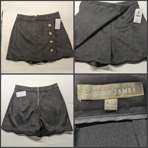 Lauren James NEW suade like Autumn skirt black scallop hemlines XS